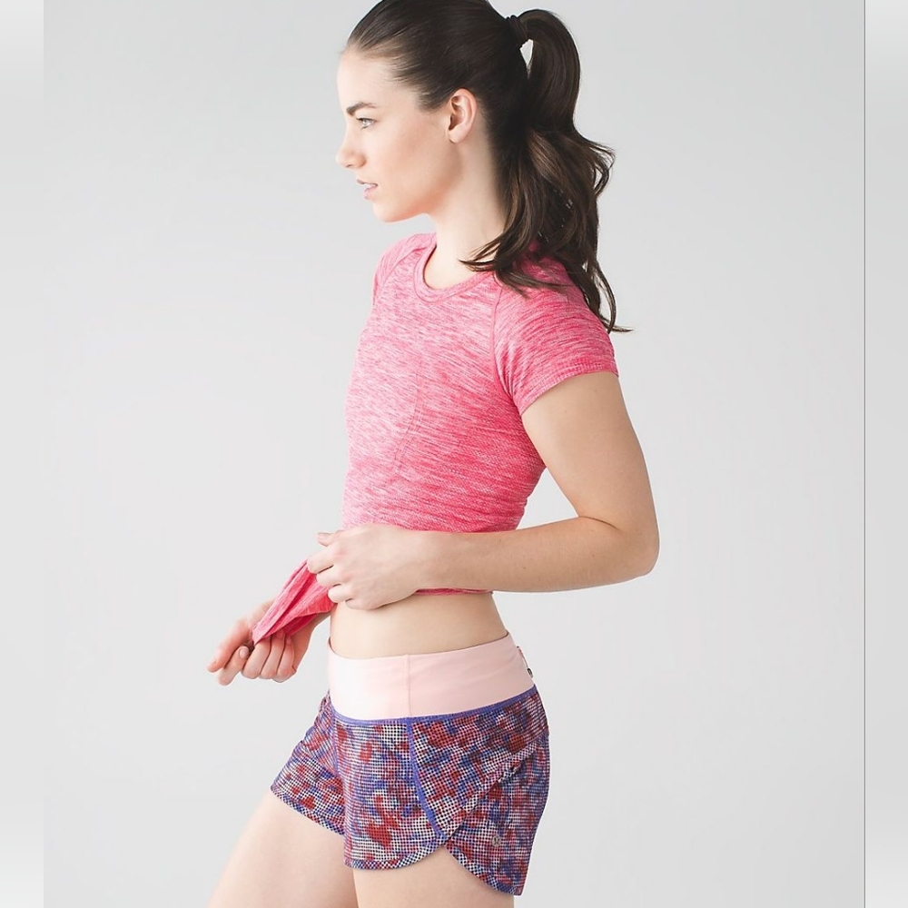 EUC 💎 Lululemon Speed Short *Checker Blooms Multi / Minty Pink Size 2 - Picture 2 of 9